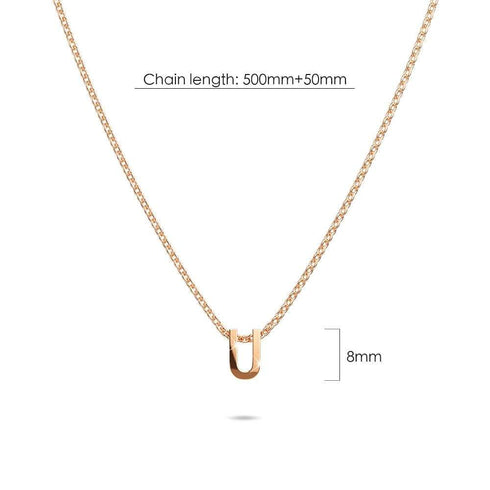 Initials Brick Alphabet Letter Necklace Rose Gold Layered Steel Jewellery
